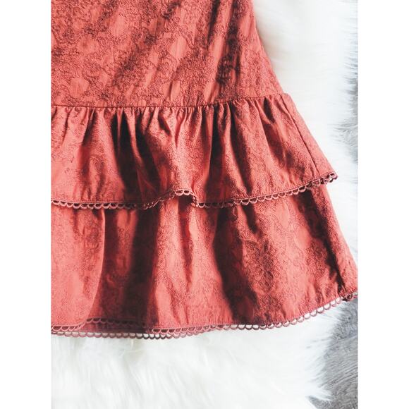 NEW Anthropologie Maeve Embroidered Red Mini Skirt - Size: 2 - Picture 6 of 10